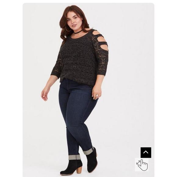 Torrid Grey Ladder & Pointelle Knit Sweater Size 1X - Picture 1 of 8